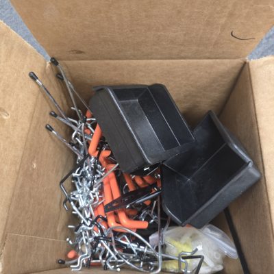 Large Lot Assorted Pegboard Hooks Tool Storage Hangers & Bins